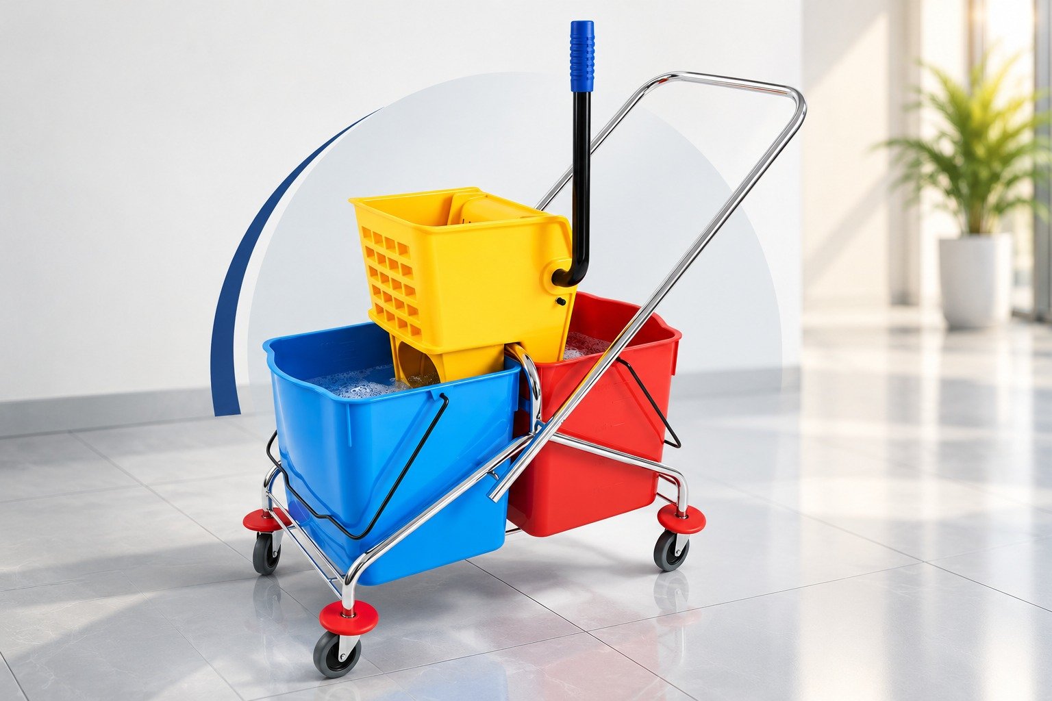 Professional cleaning trolley and equipment